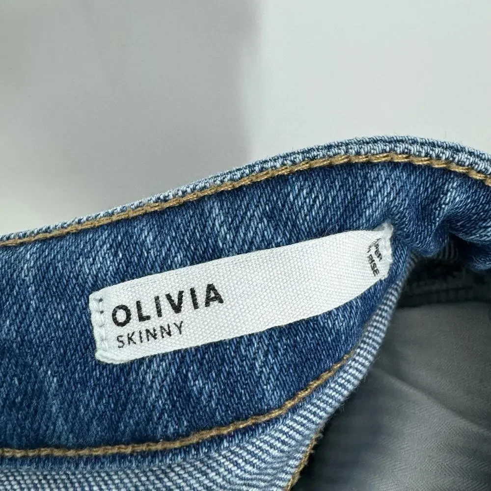 Dear John Jeans Size 27 4 Olivia High Rise Skinny Distressed Stretch Boho Preppy - Picture 8 of 9